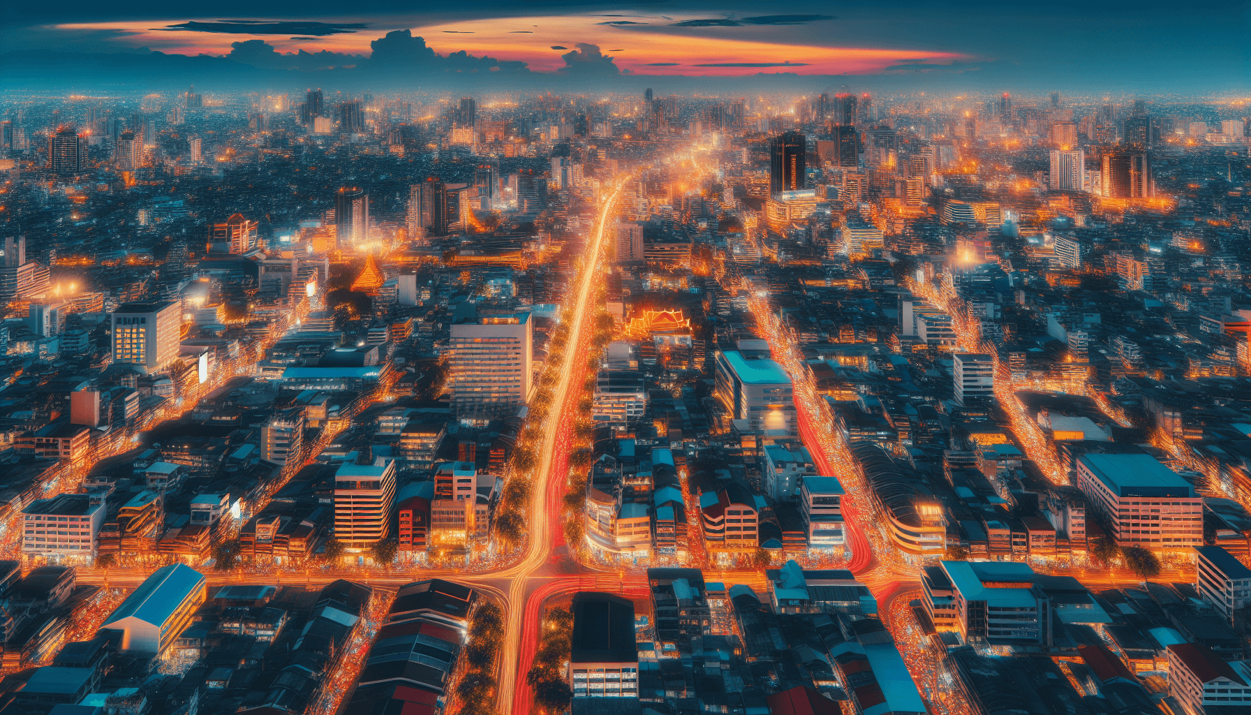 Aerial view of Indian cityscape