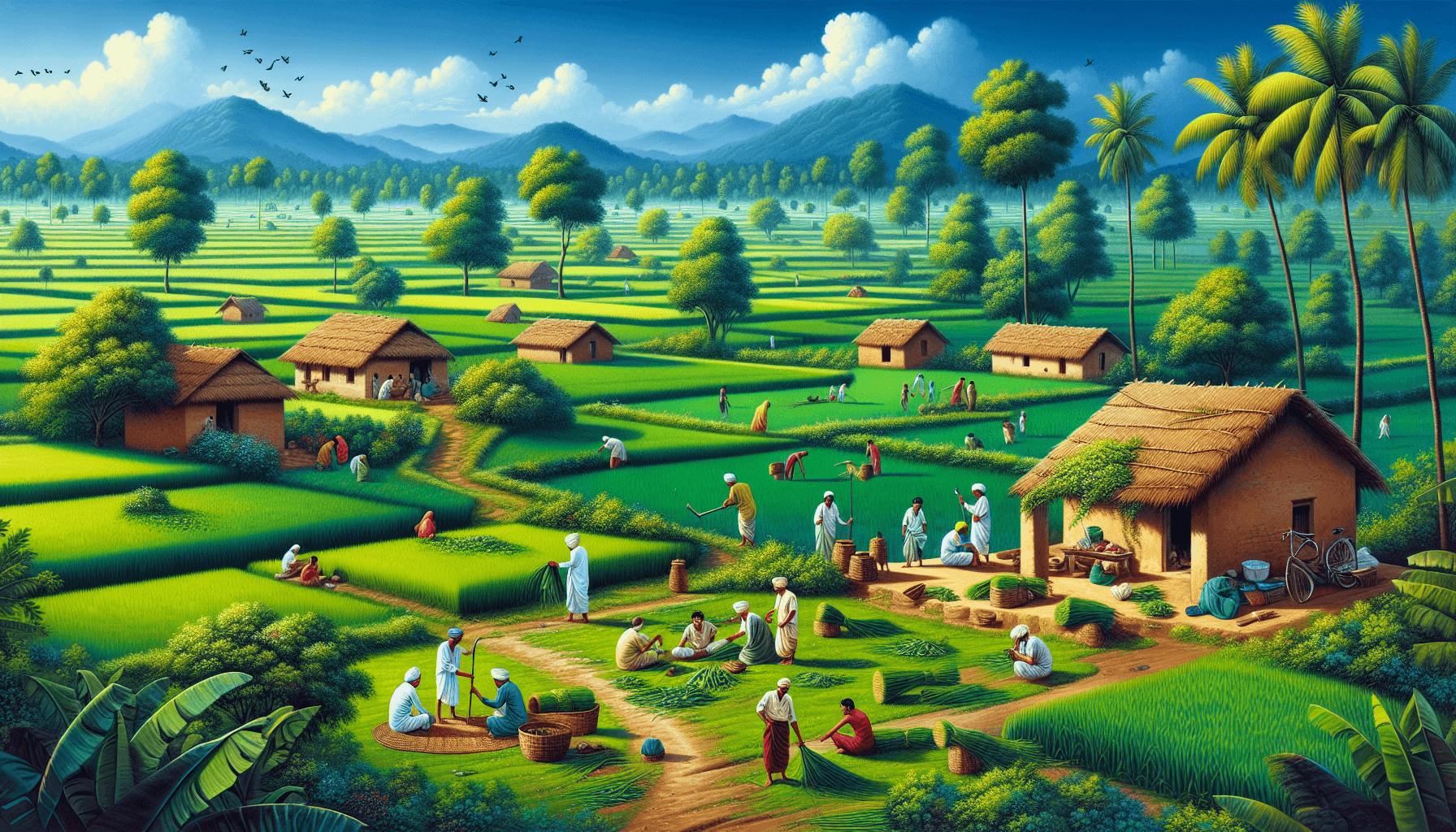 Indian countryside with villagers
